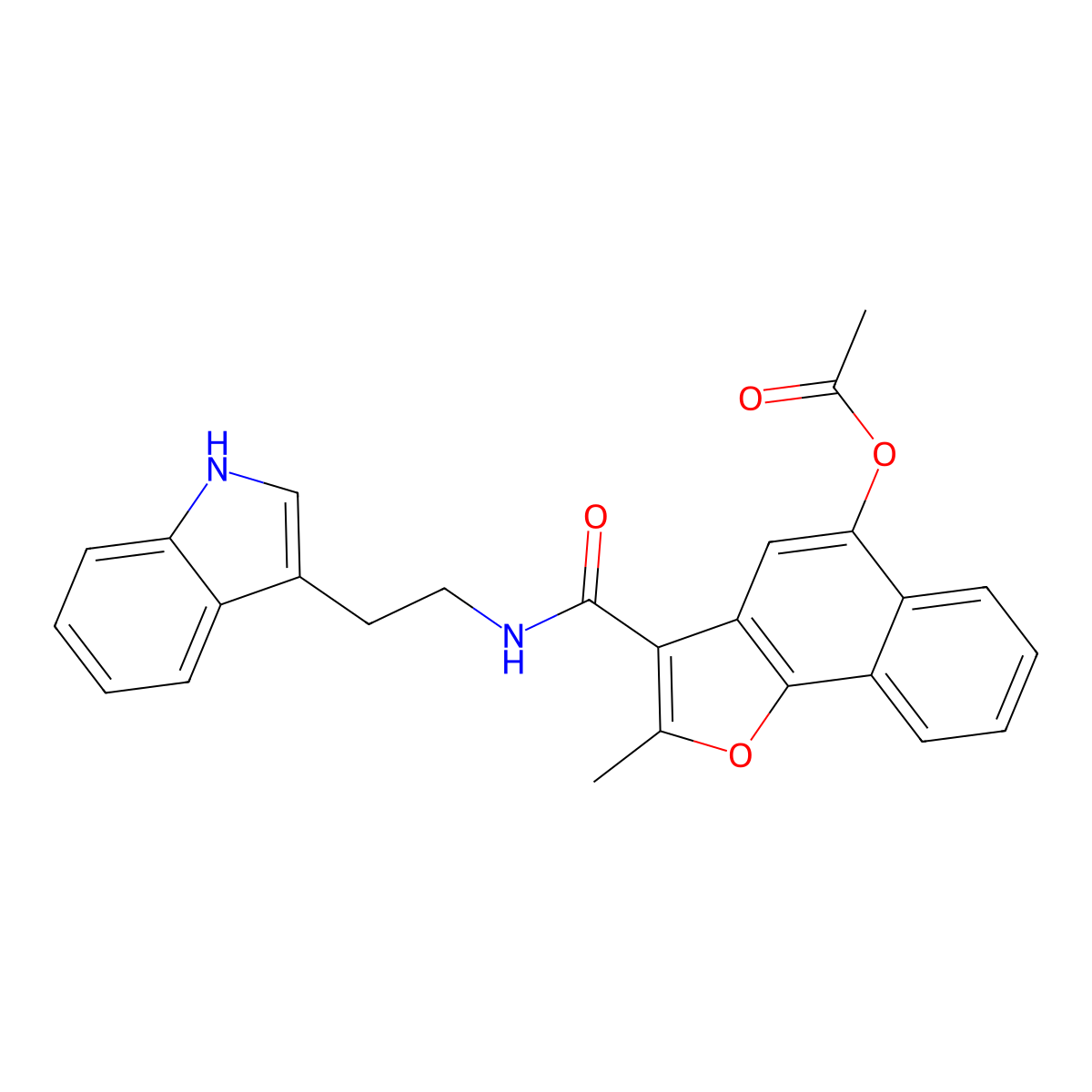 3-{[2-(1H-indol-3-yl)ethyl]carbamoyl}-2-methylnaphtho[1,2-b]furan-5-yl acetate molecular structure, CAS 690641-22-6