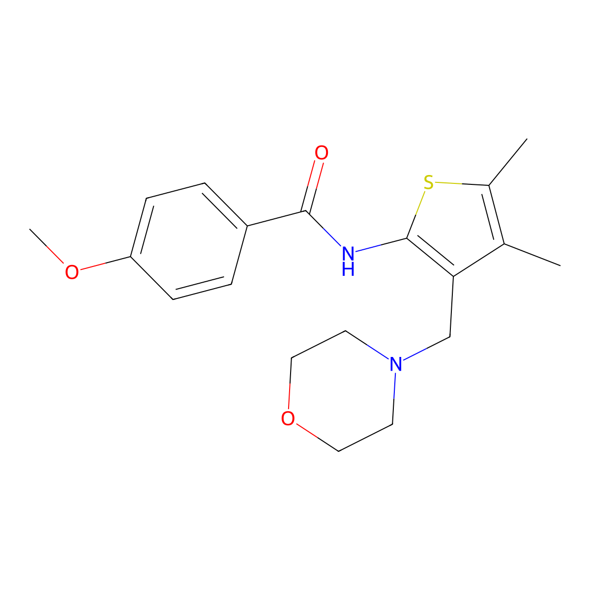 N-[4,5-dimethyl-3-(4-morpholinylmethyl)-2-thienyl]-4-methoxybenzamide molecular structure, CAS 690641-63-5