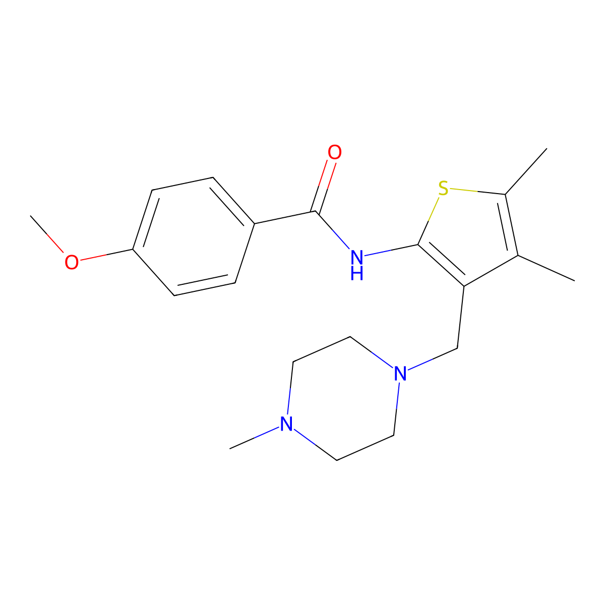 N-{4,5-dimethyl-3-[(4-methylpiperazin-1-yl)methyl]thiophen-2-yl}-4-methoxybenzamide molecular structure, CAS 690641-72-6