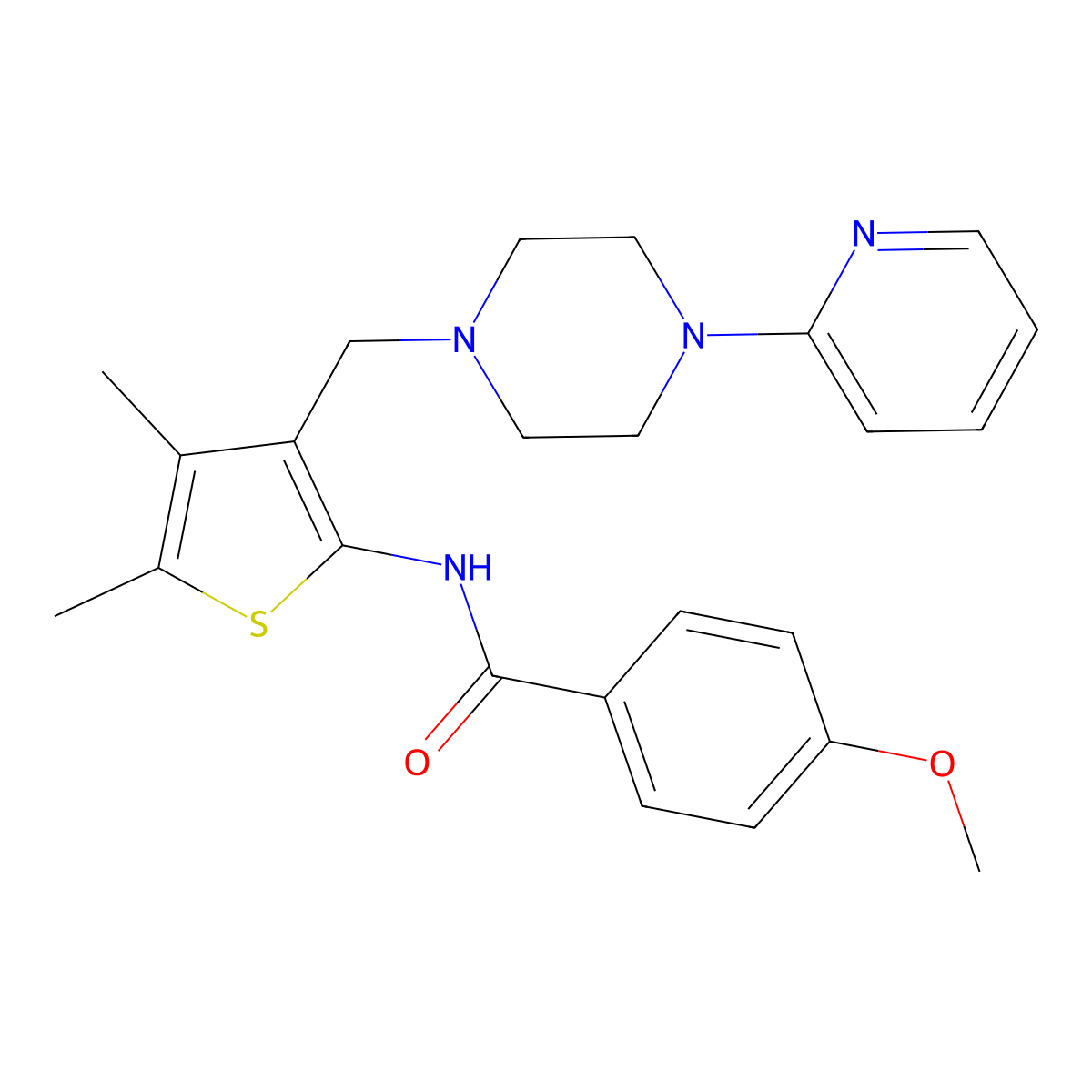 N-(4,5-dimethyl-3-{[4-(pyridin-2-yl)piperazin-1-yl]methyl}thiophen-2-yl)-4-methoxybenzamide molecular structure, CAS 690641-77-1