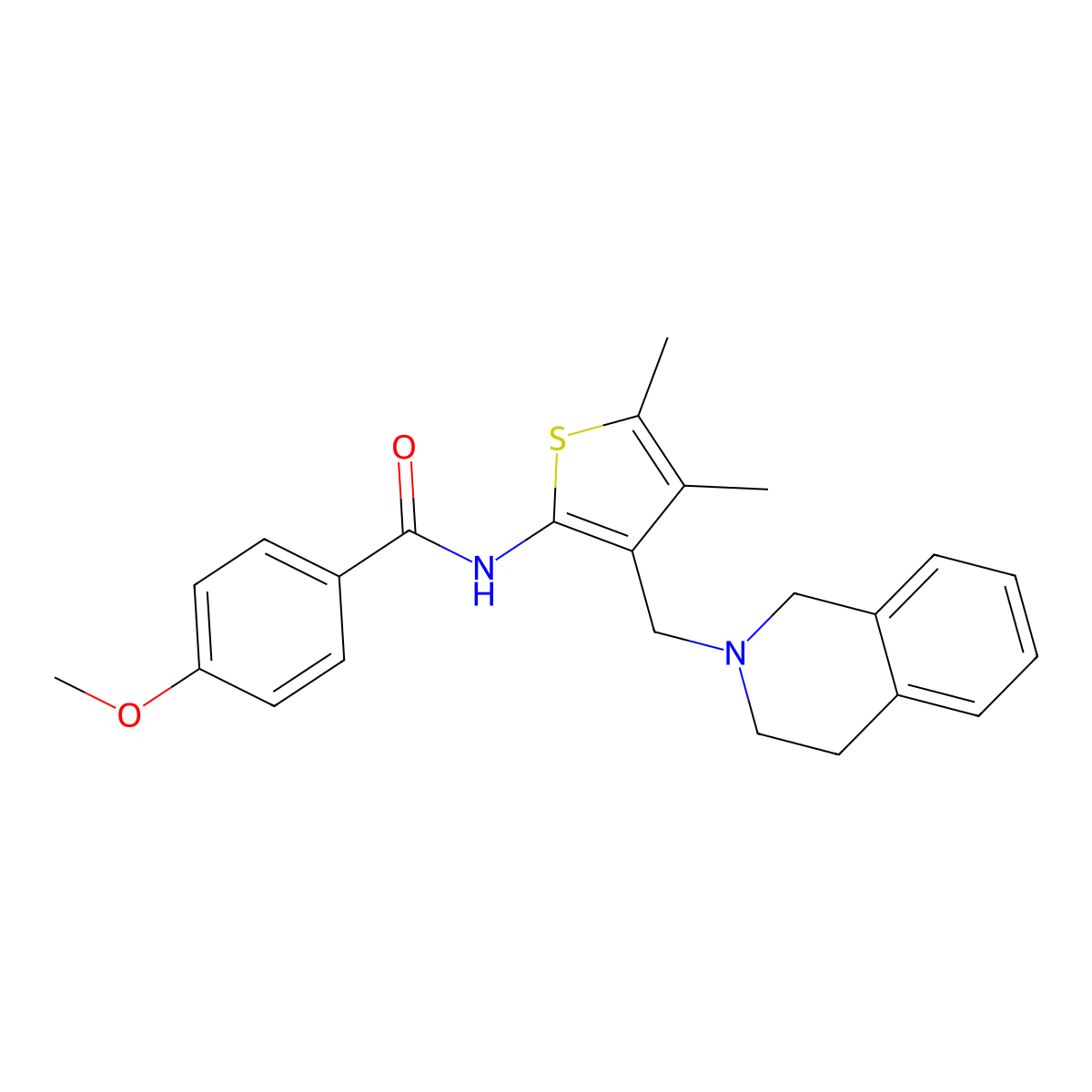 N-[3-(3,4-dihydroisoquinolin-2(1H)-ylmethyl)-4,5-dimethylthiophen-2-yl]-4-methoxybenzamide molecular structure, CAS 690641-80-6