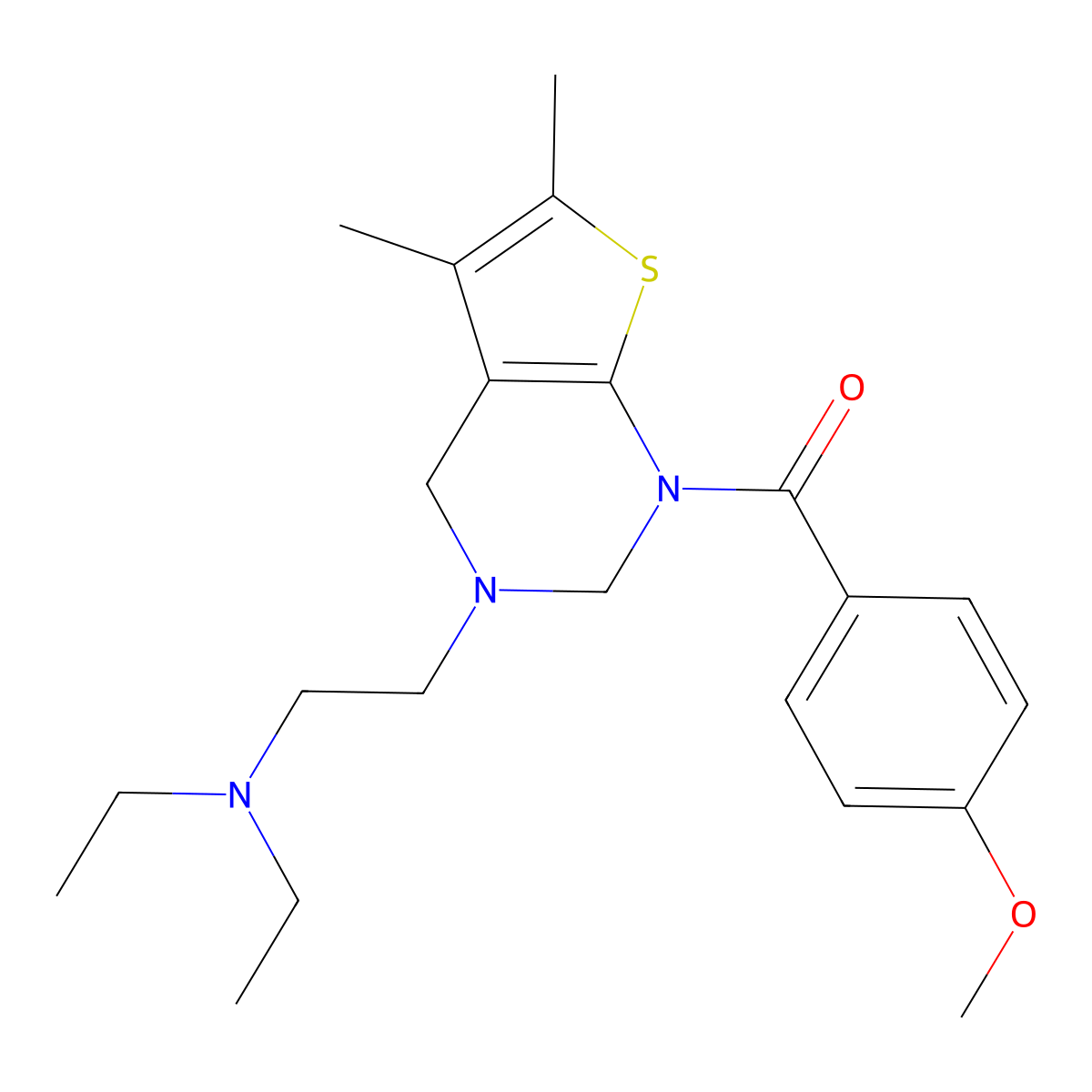 {3-[2-(diethylamino)ethyl]-5,6-dimethyl-3,4-dihydrothieno[2,3-d]pyrimidin-1(2H)-yl}(4-methoxyphenyl)methanone molecular structure, CAS 690641-86-2