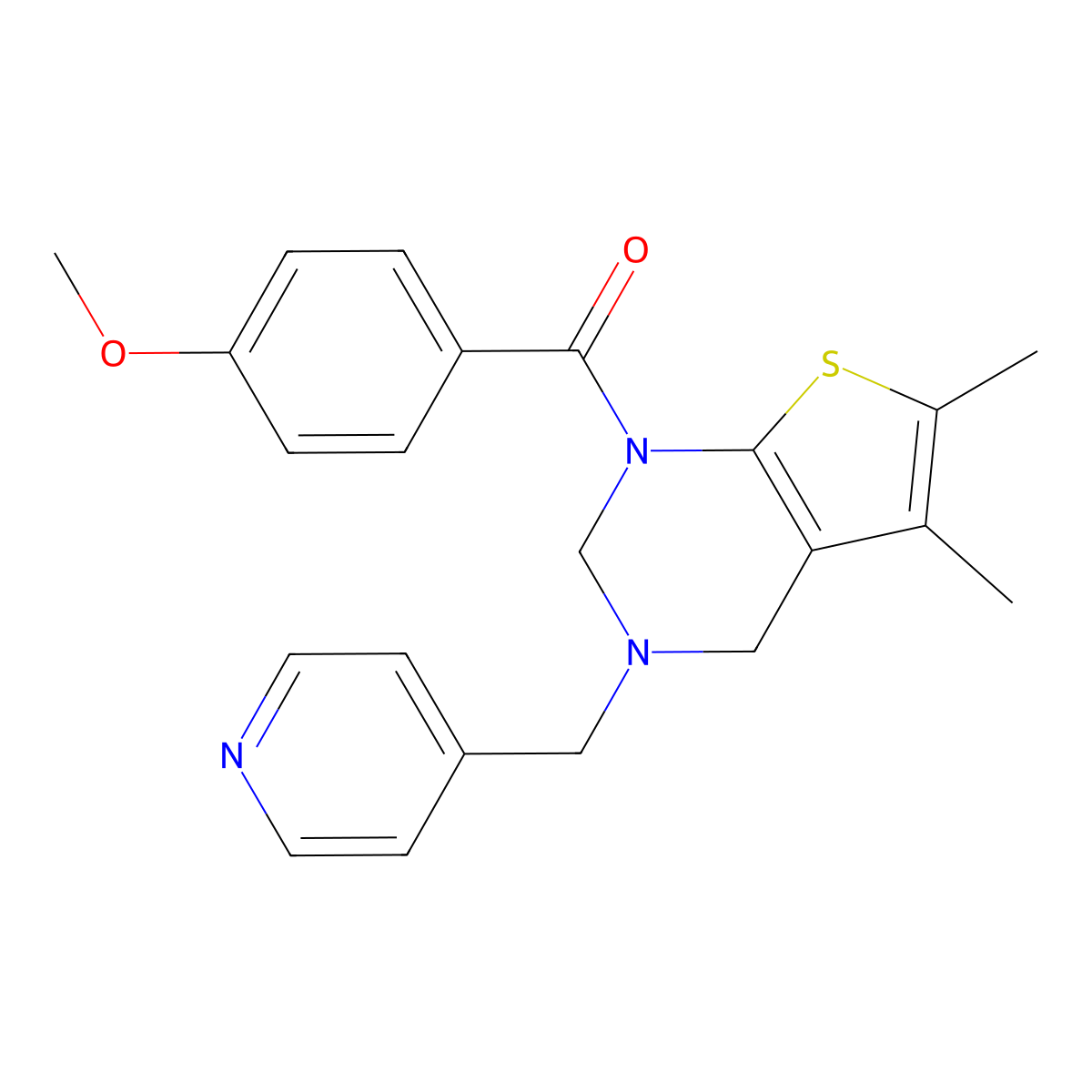 [5,6-dimethyl-3-(pyridin-4-ylmethyl)-3,4-dihydrothieno[2,3-d]pyrimidin-1(2H)-yl](4-methoxyphenyl)methanone molecular structure, CAS 690641-93-1