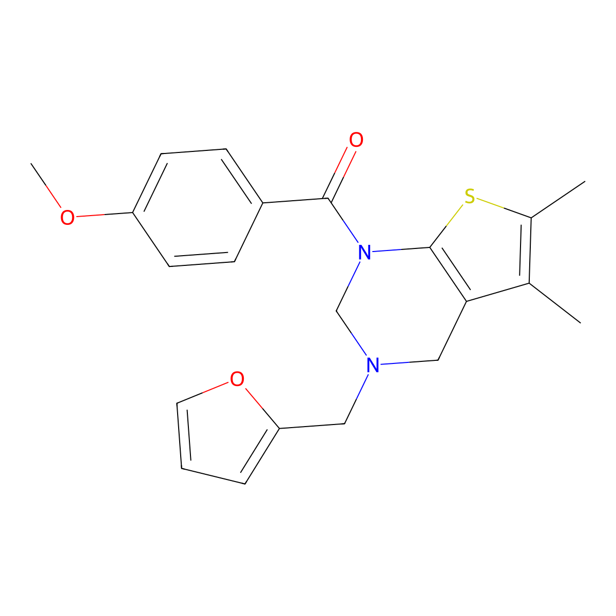 [3-(furan-2-ylmethyl)-5,6-dimethyl-3,4-dihydrothieno[2,3-d]pyrimidin-1(2H)-yl](4-methoxyphenyl)methanone molecular structure, CAS 690641-95-3