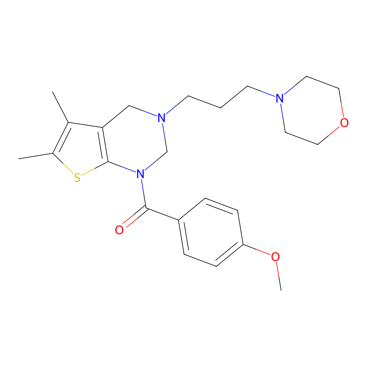 (5,6-dimethyl-3-(3-morpholinopropyl)-3,4-dihydrothieno[2,3-d]pyrimidin-1(2H)-yl)(4-methoxyphenyl)methanone molecular structure, CAS 690642-05-8