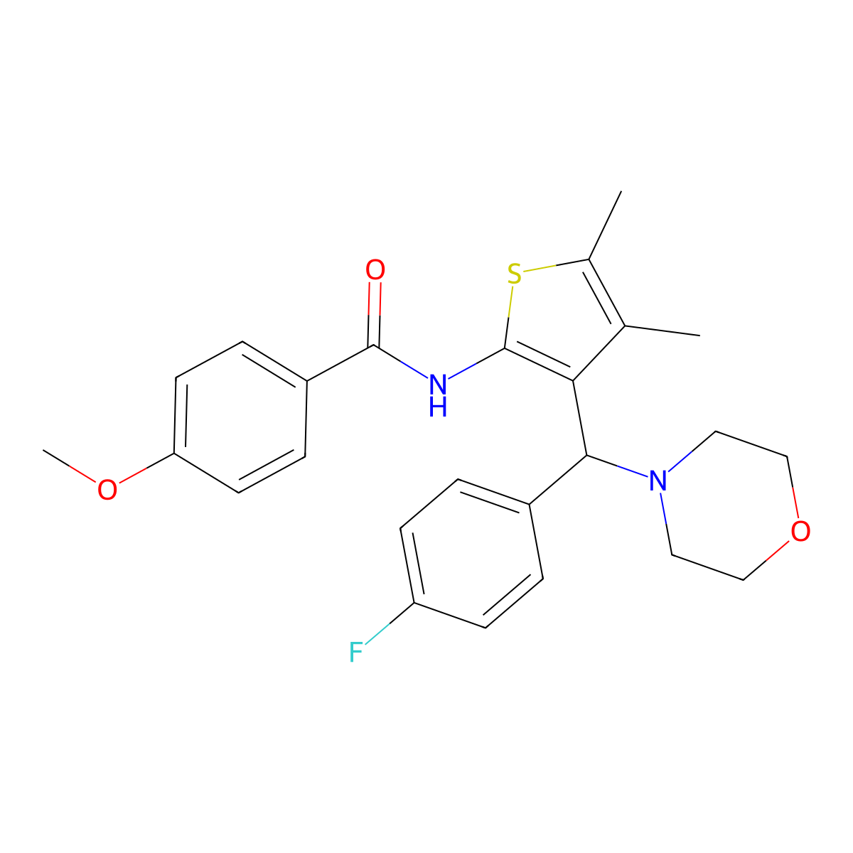 N-{3-[(4-fluorophenyl)(morpholin-4-yl)methyl]-4,5-dimethylthiophen-2-yl}-4-methoxybenzamide molecular structure, CAS 690642-10-5