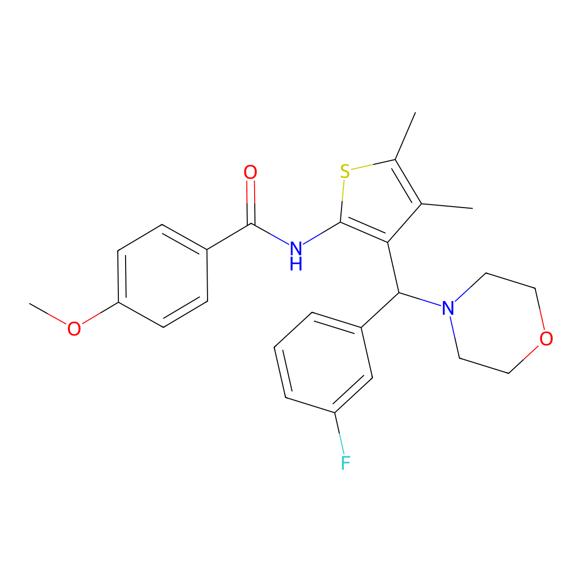 N-{3-[(3-fluorophenyl)(morpholin-4-yl)methyl]-4,5-dimethylthiophen-2-yl}-4-methoxybenzamide molecular structure, CAS 690642-15-0