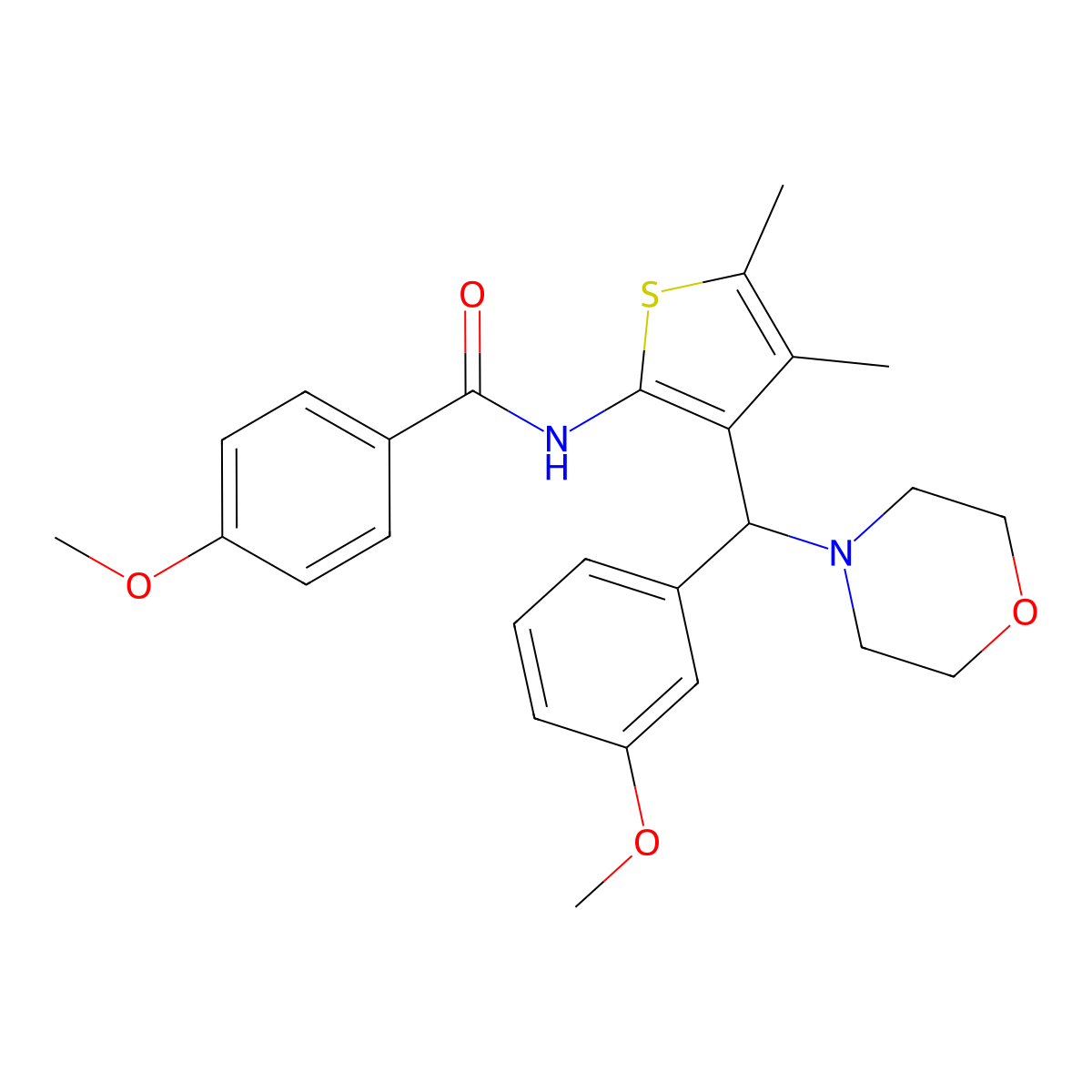 4-methoxy-N-{3-[(3-methoxyphenyl)(morpholin-4-yl)methyl]-4,5-dimethylthiophen-2-yl}benzamide molecular structure, CAS 690642-17-2