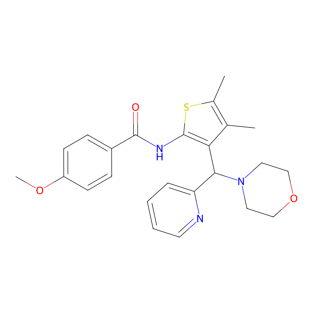 N-{4,5-dimethyl-3-[4-morpholinyl(2-pyridinyl)methyl]-2-thienyl}-4-methoxybenzamide molecular structure, CAS 690642-23-0