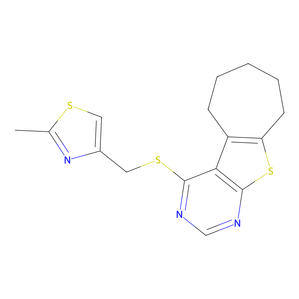 3-{[(2-Methyl-1,3-thiazol-4-yl)methyl]sulfanyl}-8-thia-4,6-diazatricyclo[7.5.0.0^{2,7}]tetradeca-1(9),2(7),3,5-tetraene molecular structure, CAS 690642-52-5