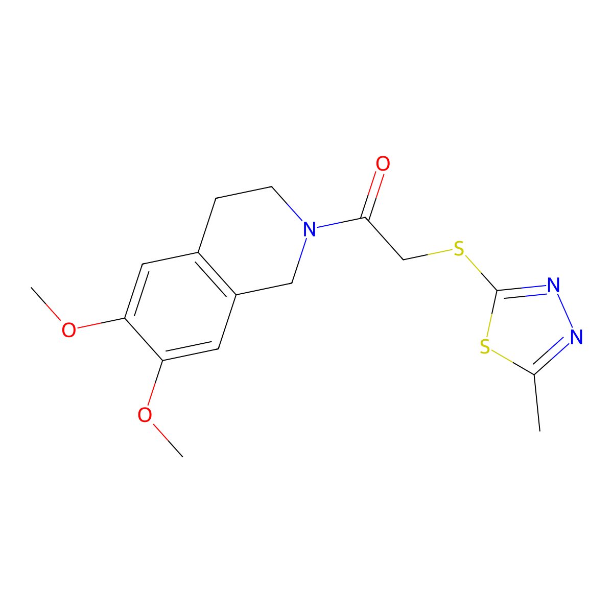 6,7-Dimethoxy-2-{[(5-methyl-1,3,4-thiadiazol-2-yl)thio]acetyl}-1,2,3,4-tetrahydroisoquinoline molecular structure, CAS 690642-70-7