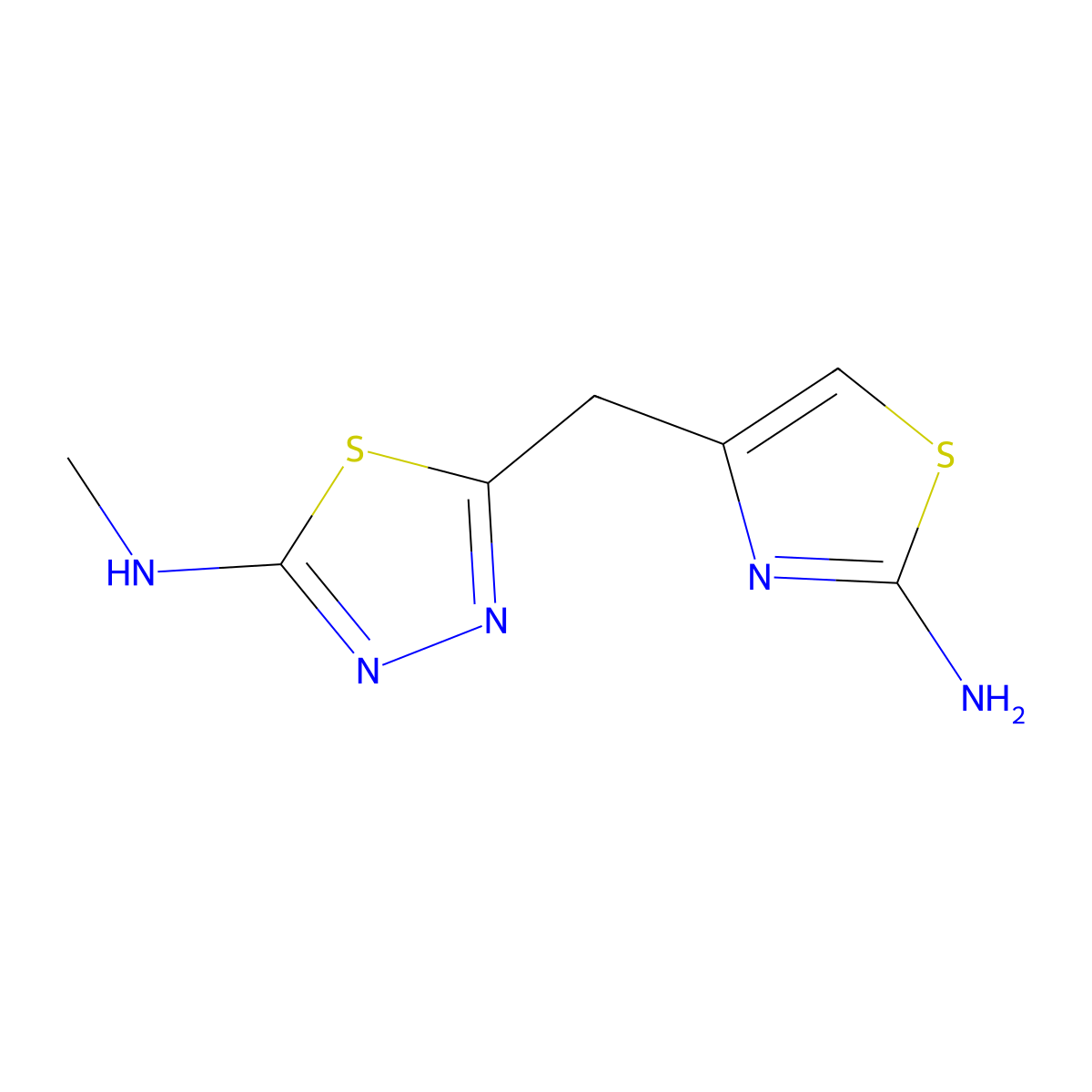 5-[(2-amino-1,3-thiazol-4-yl)methyl]-N-methyl-1,3,4-thiadiazol-2-amine molecular structure, CAS 690642-84-3