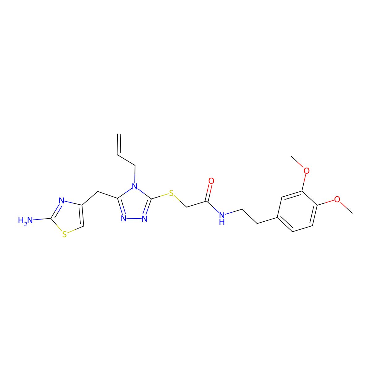 2-({5-[(2-amino-1,3-thiazol-4-yl)methyl]-4-(prop-2-en-1-yl)-4H-1,2,4-triazol-3-yl}sulfanyl)-N-[2-(3,4-dimethoxyphenyl)ethyl]acetamide molecular structure, CAS 690642-90-1