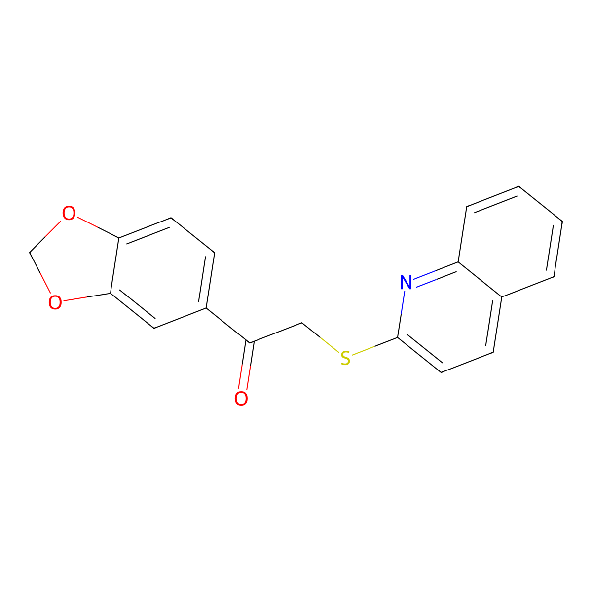 1-(1,3-Benzodioxol-5-yl)-2-(2-quinolinylthio)ethanone molecular structure, CAS 690642-95-6