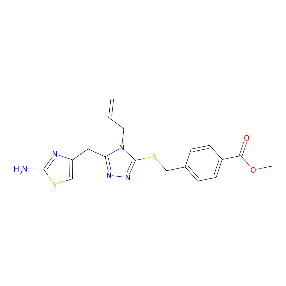 methyl 4-[({4-allyl-5-[(2-amino-1,3-thiazol-4-yl)methyl]-4H-1,2,4-triazol-3-yl}thio)methyl]benzoate molecular structure, CAS 690642-96-7