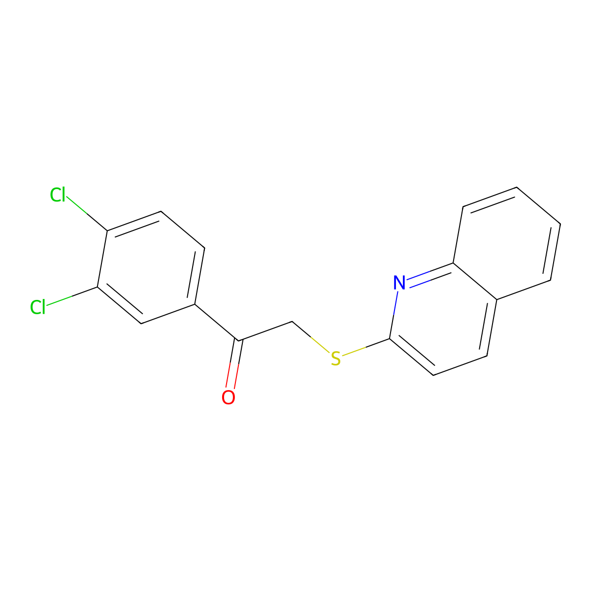 1-(3,4-Dichlorophenyl)-2-quinolin-2-ylsulfanylethanone molecular structure, CAS 690642-97-8