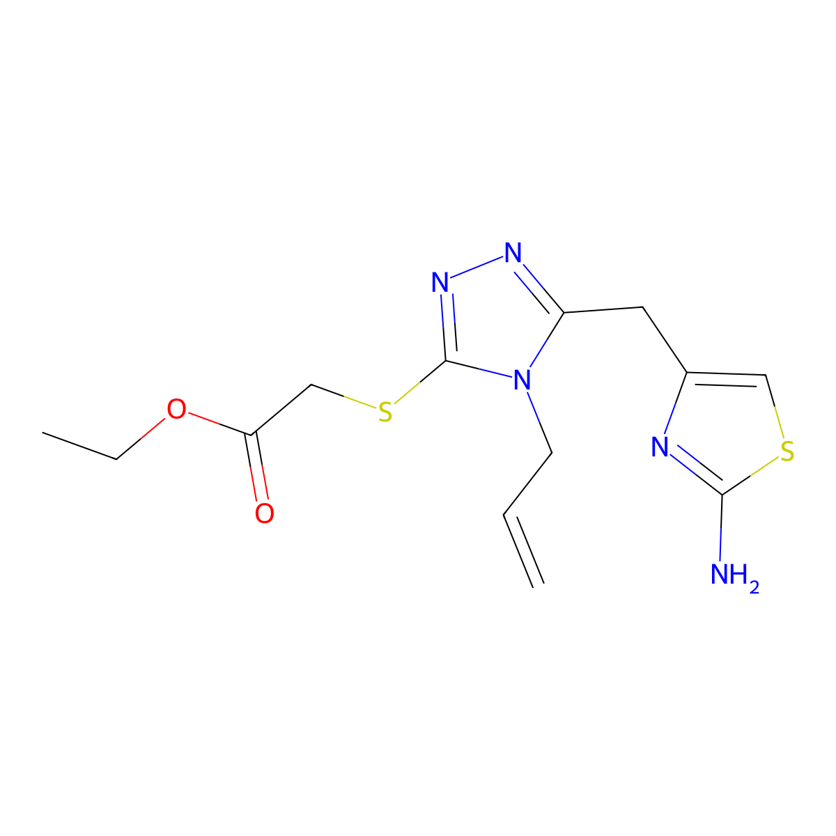 ethyl ({4-allyl-5-[(2-amino-1,3-thiazol-4-yl)methyl]-4H-1,2,4-triazol-3-yl}thio)acetate molecular structure, CAS 690643-00-6