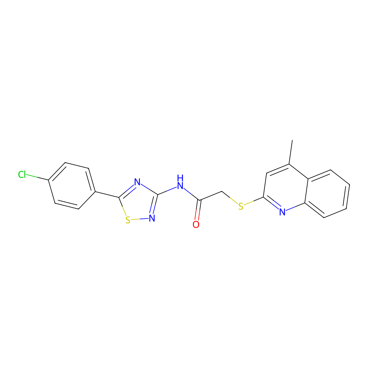 N-[5-(4-chlorophenyl)-1,2,4-thiadiazol-3-yl]-2-[(4-methylquinolin-2-yl)sulfanyl]acetamide molecular structure, CAS 690643-01-7