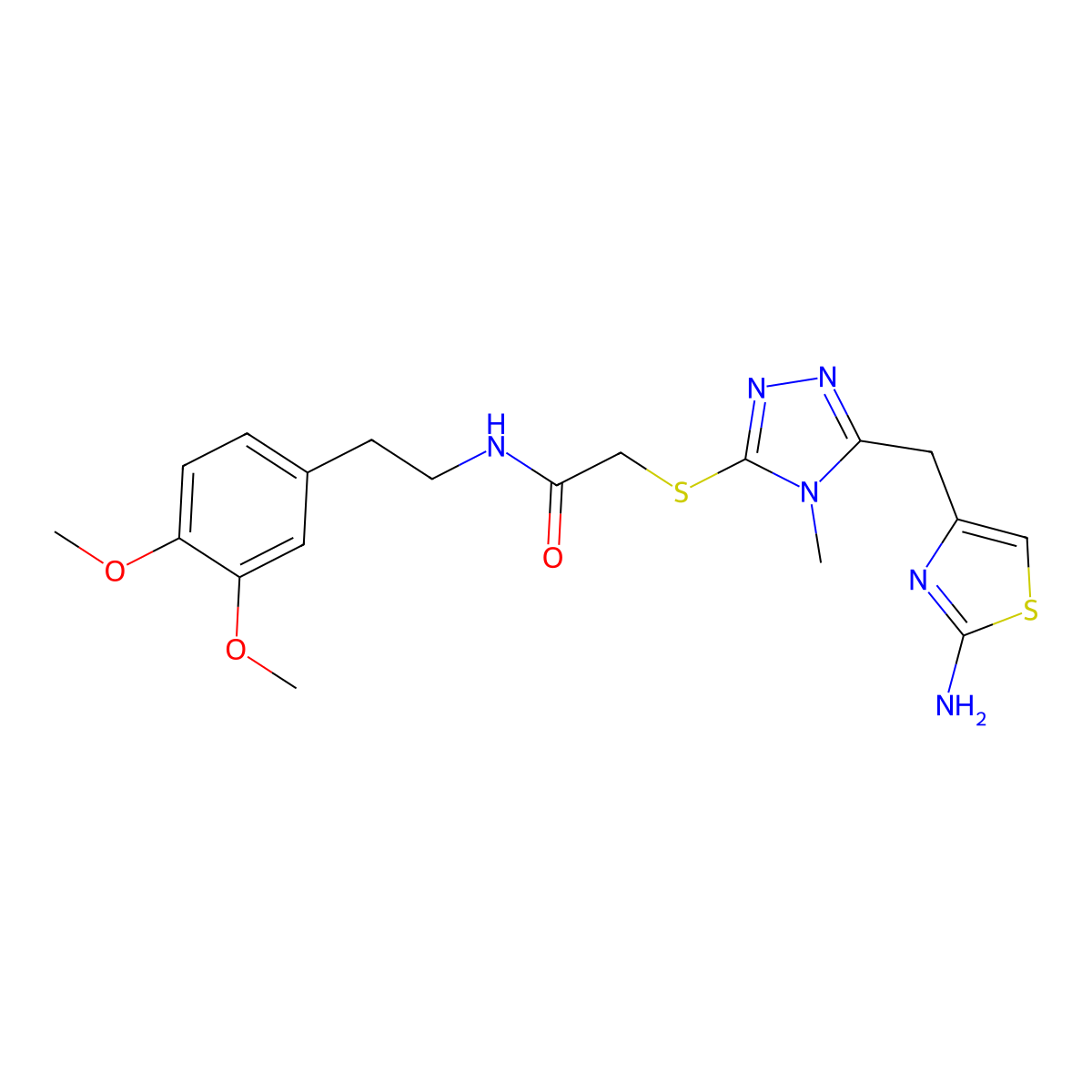 2-({5-[(2-amino-1,3-thiazol-4-yl)methyl]-4-methyl-4H-1,2,4-triazol-3-yl}thio)-N-[2-(3,4-dimethoxyphenyl)ethyl]acetamide molecular structure, CAS 690643-02-8
