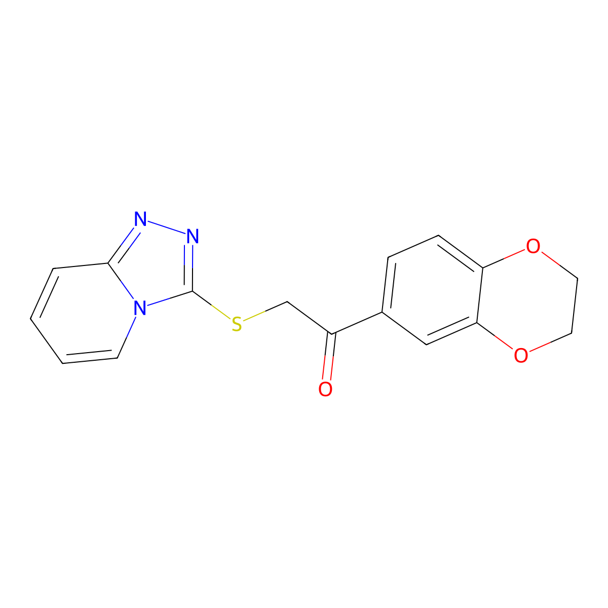 1-(2,3-Dihydro-1,4-benzodioxin-6-yl)-2-([1,2,4]triazolo[4,3-a]pyridin-3-ylthio)ethanone molecular structure, CAS 690643-07-3