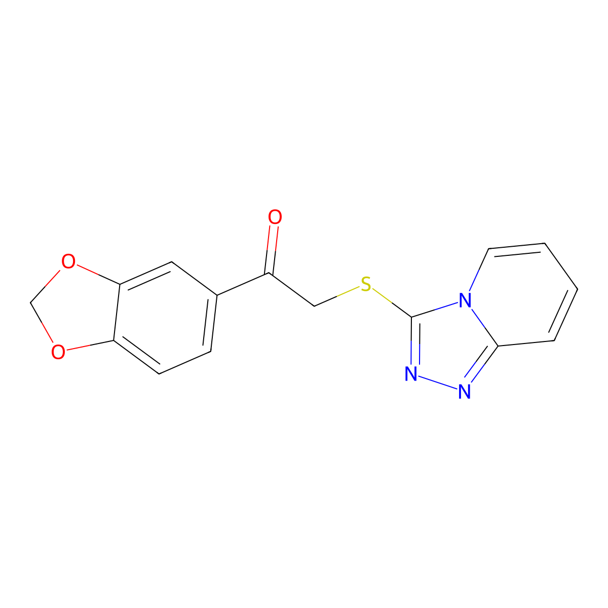 1-(1,3-Benzodioxol-5-yl)-2-([1,2,4]triazolo[4,3-a]pyridin-3-ylsulfanyl)ethanone molecular structure, CAS 690643-09-5