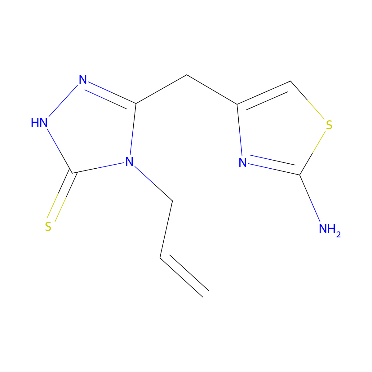 4-allyl-5-[(2-amino-1,3-thiazol-4-yl)methyl]-2,4-dihydro-3H-1,2,4-triazole-3-thione molecular structure, CAS 690643-10-8