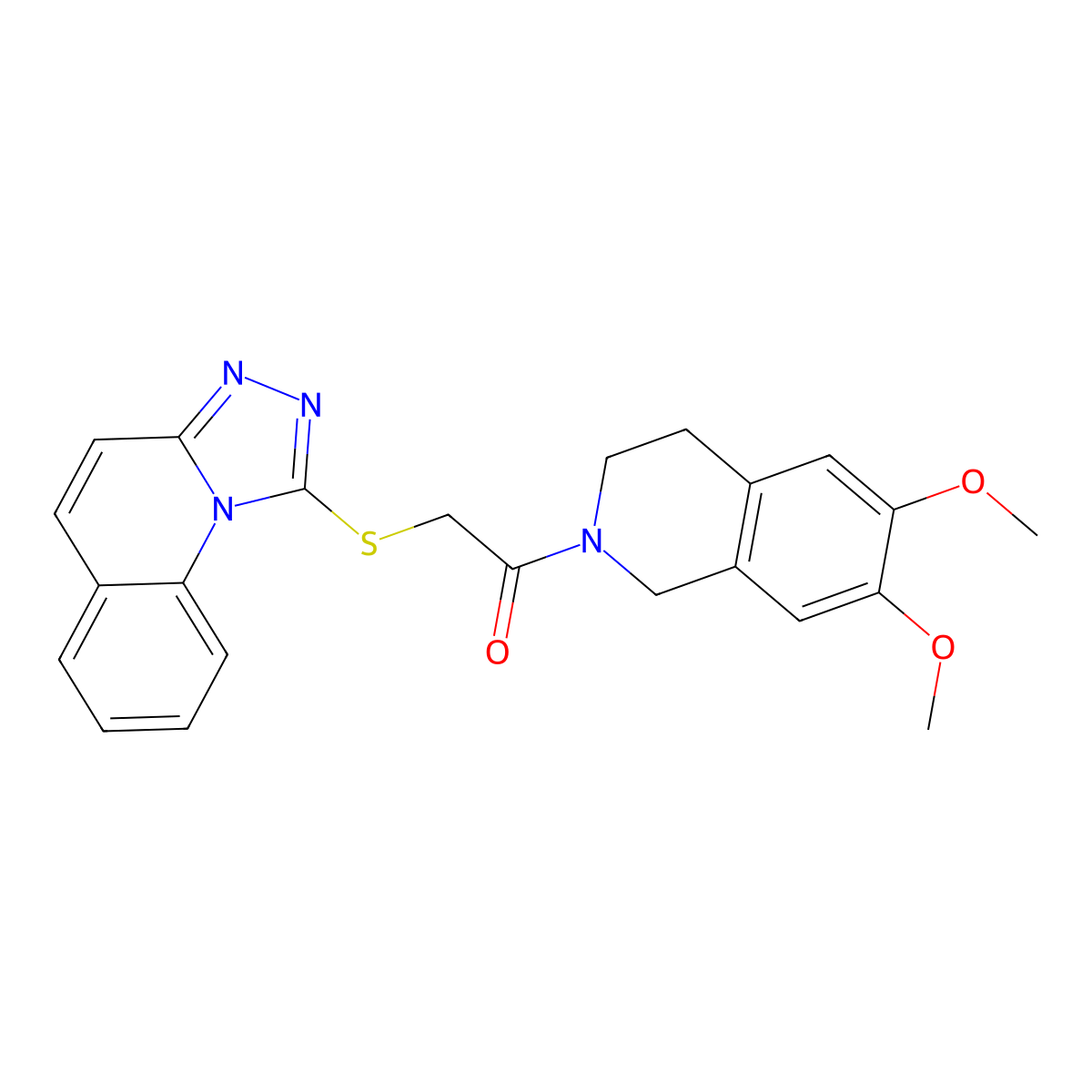 1-(6,7-Dimethoxy-1,2,3,4-tetrahydroisoquinolin-2-yl)-2-{[1,2,4]triazolo[4,3-a]quinolin-1-ylsulfanyl}ethan-1-one molecular structure, CAS 690643-11-9