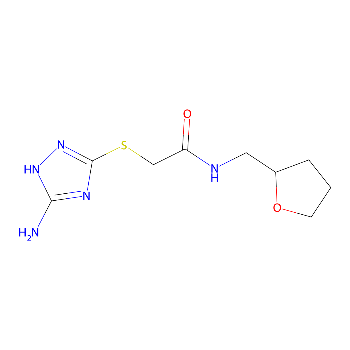 2-[(5-amino-1H-1,2,4-triazol-3-yl)sulfanyl]-N-(oxolan-2-ylmethyl)acetamide molecular structure, CAS 690643-21-1