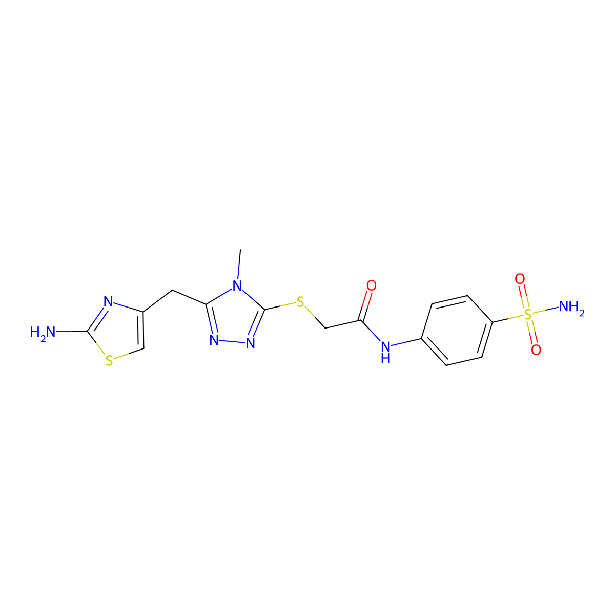 2-((5-((2-aminothiazol-4-yl)methyl)-4-methyl-4H-1,2,4-triazol-3-yl)thio)-N-(4-sulfamoylphenyl)acetamide molecular structure, CAS 690643-23-3