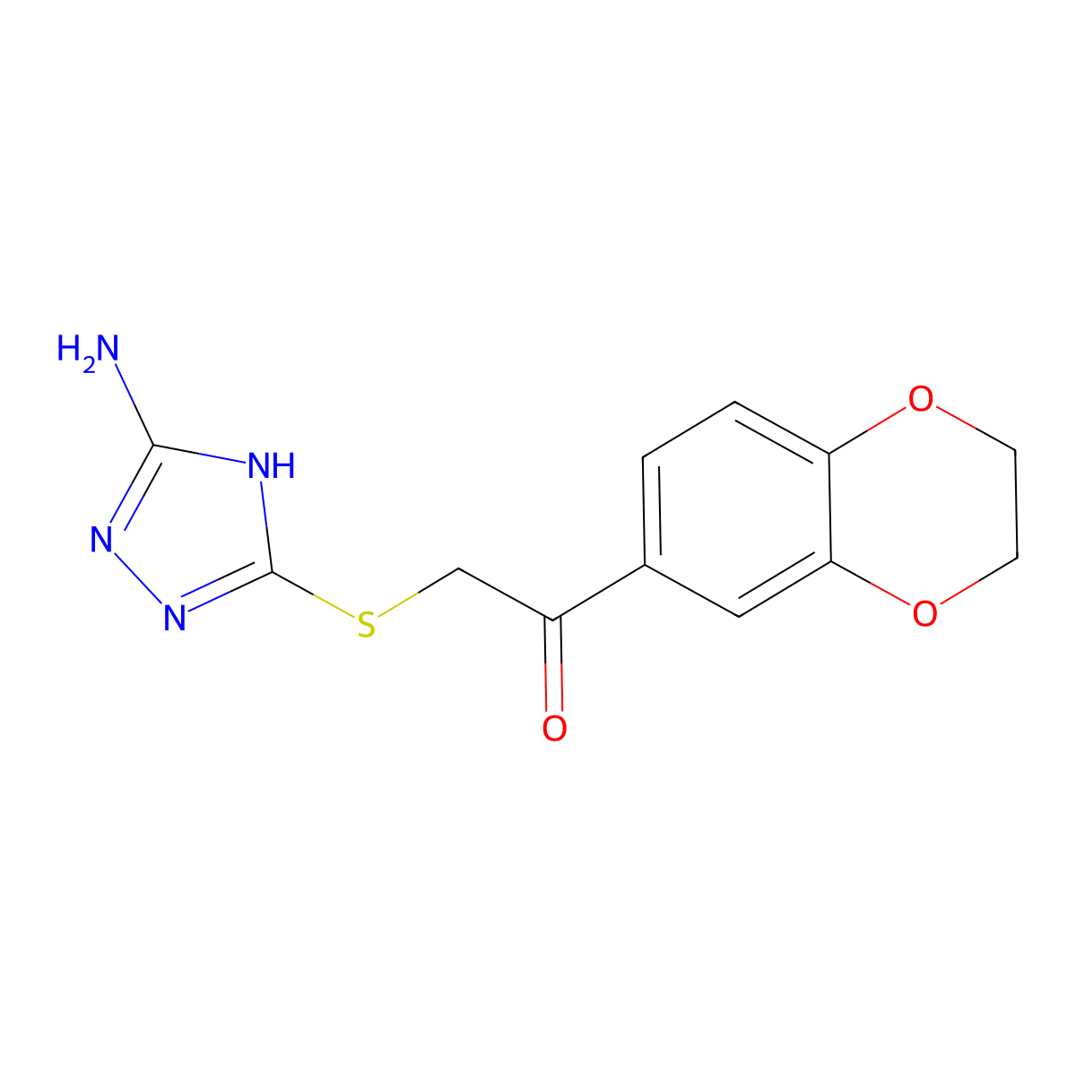 2-((5-amino-1H-1,2,4-triazol-3-yl)thio)-1-(2,3-dihydrobenzo[b][1,4]dioxin-6-yl)ethanone molecular structure, CAS 690643-24-4
