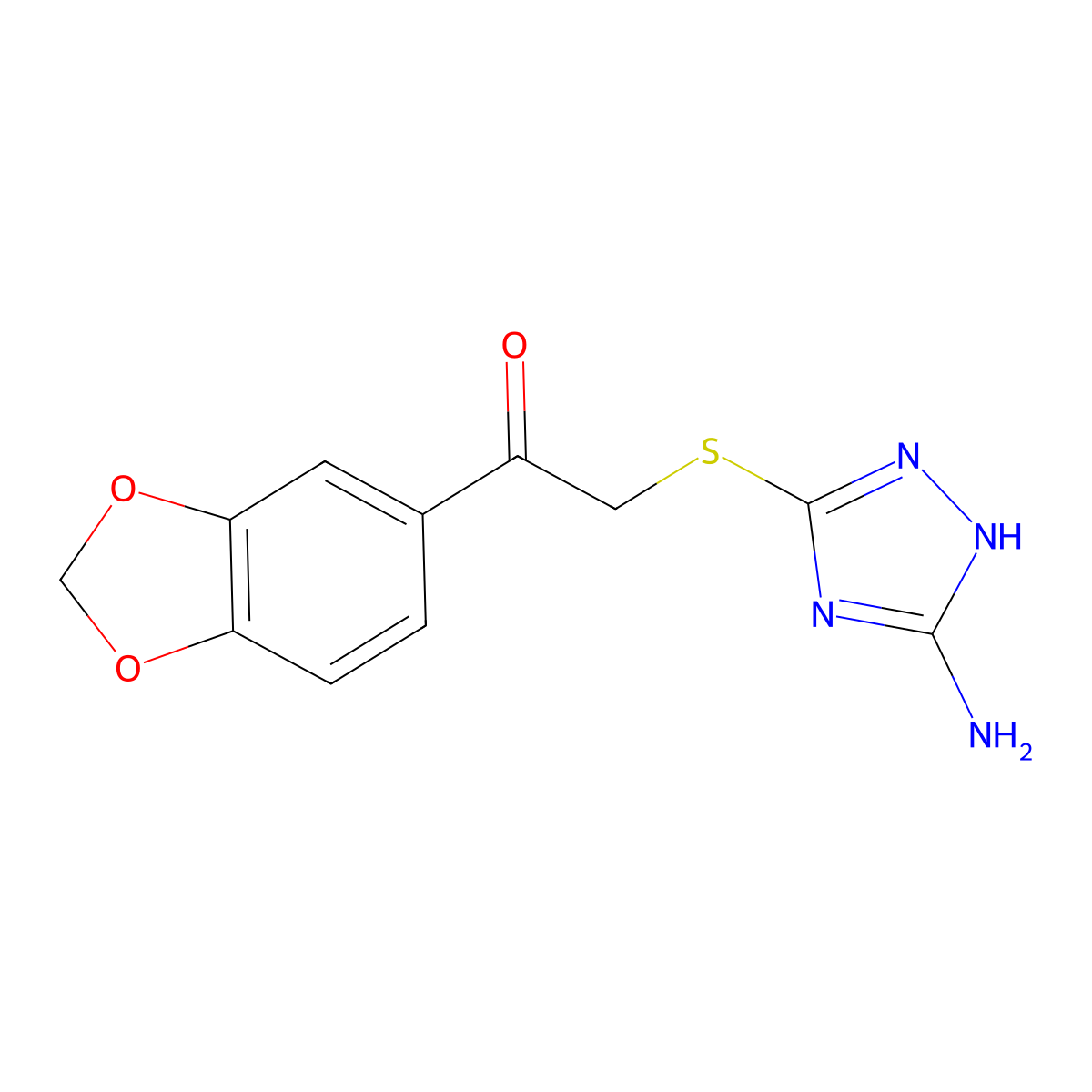 2-((5-amino-1H-1,2,4-triazol-3-yl)thio)-1-(benzo[d][1,3]dioxol-5-yl)ethanone molecular structure, CAS 690643-25-5