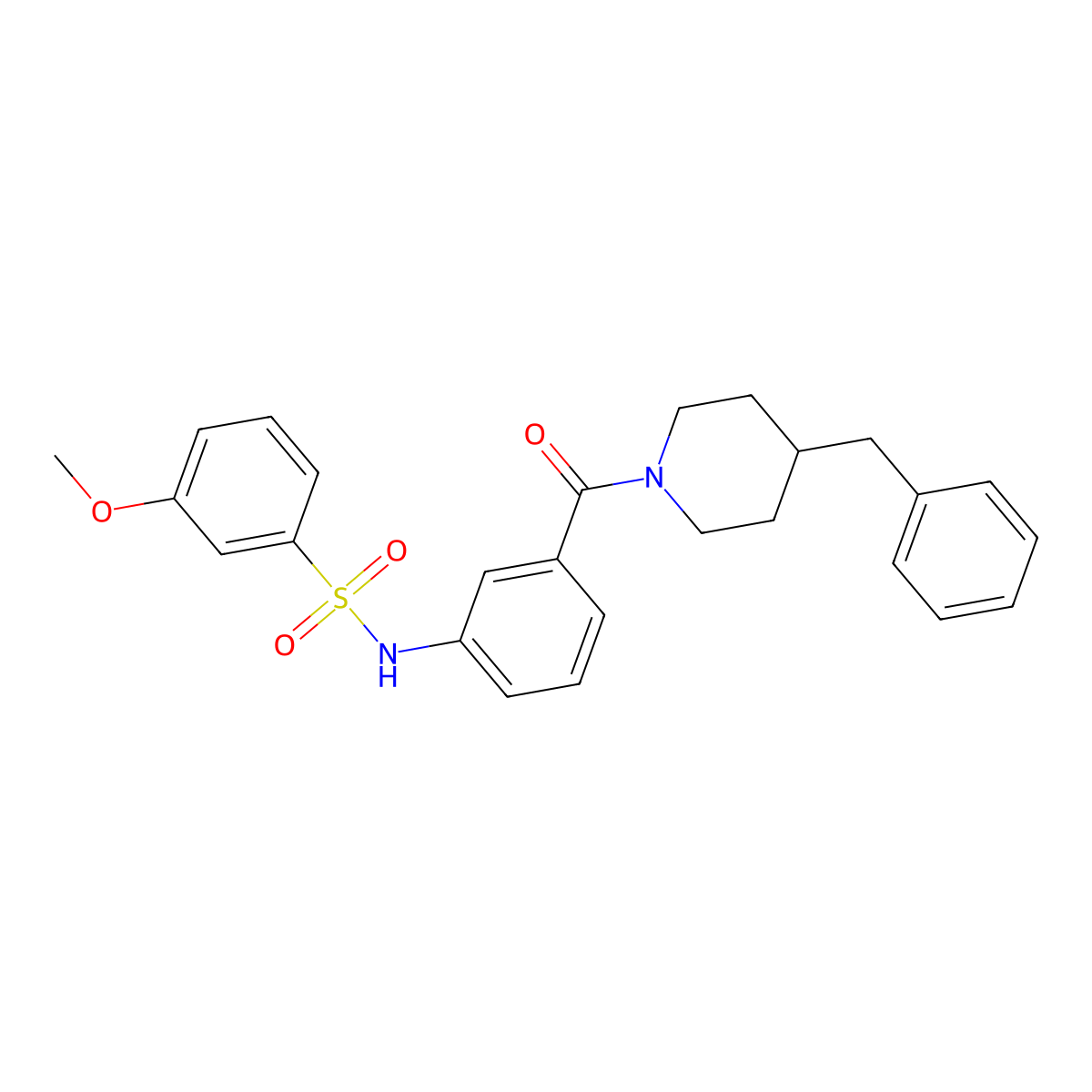 N-(3-(4-benzylpiperidine-1-carbonyl)phenyl)-3-methoxybenzenesulfonamide molecular structure, CAS 690643-30-2