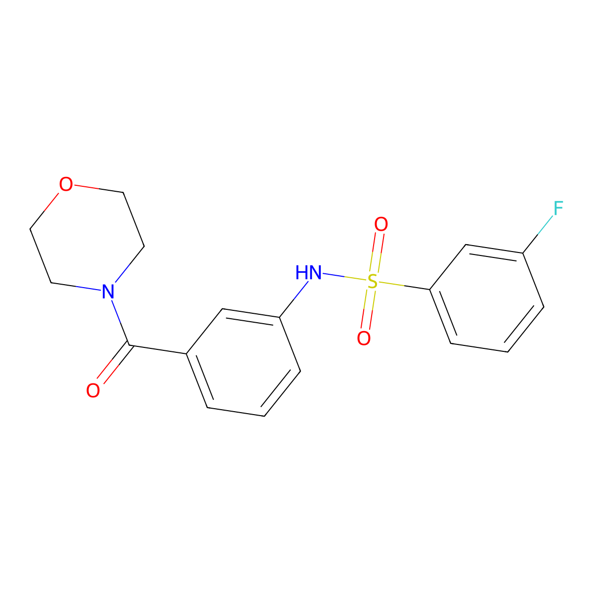 3-fluoro-N-(3-(morpholine-4-carbonyl)phenyl)benzenesulfonamide molecular structure, CAS 690643-43-7