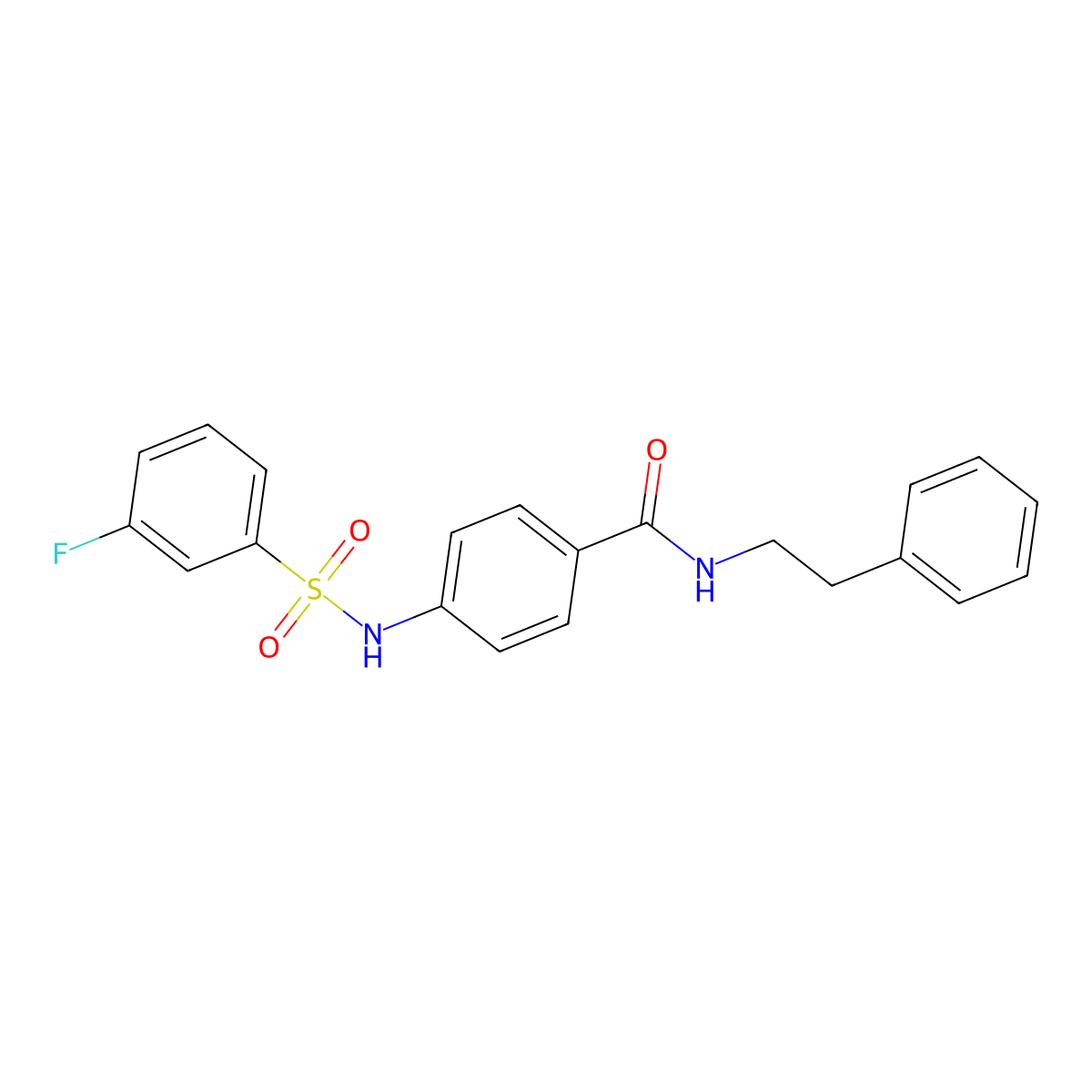 4-{[(3-fluorophenyl)sulfonyl]amino}-N-(2-phenylethyl)benzamide molecular structure, CAS 690643-45-9