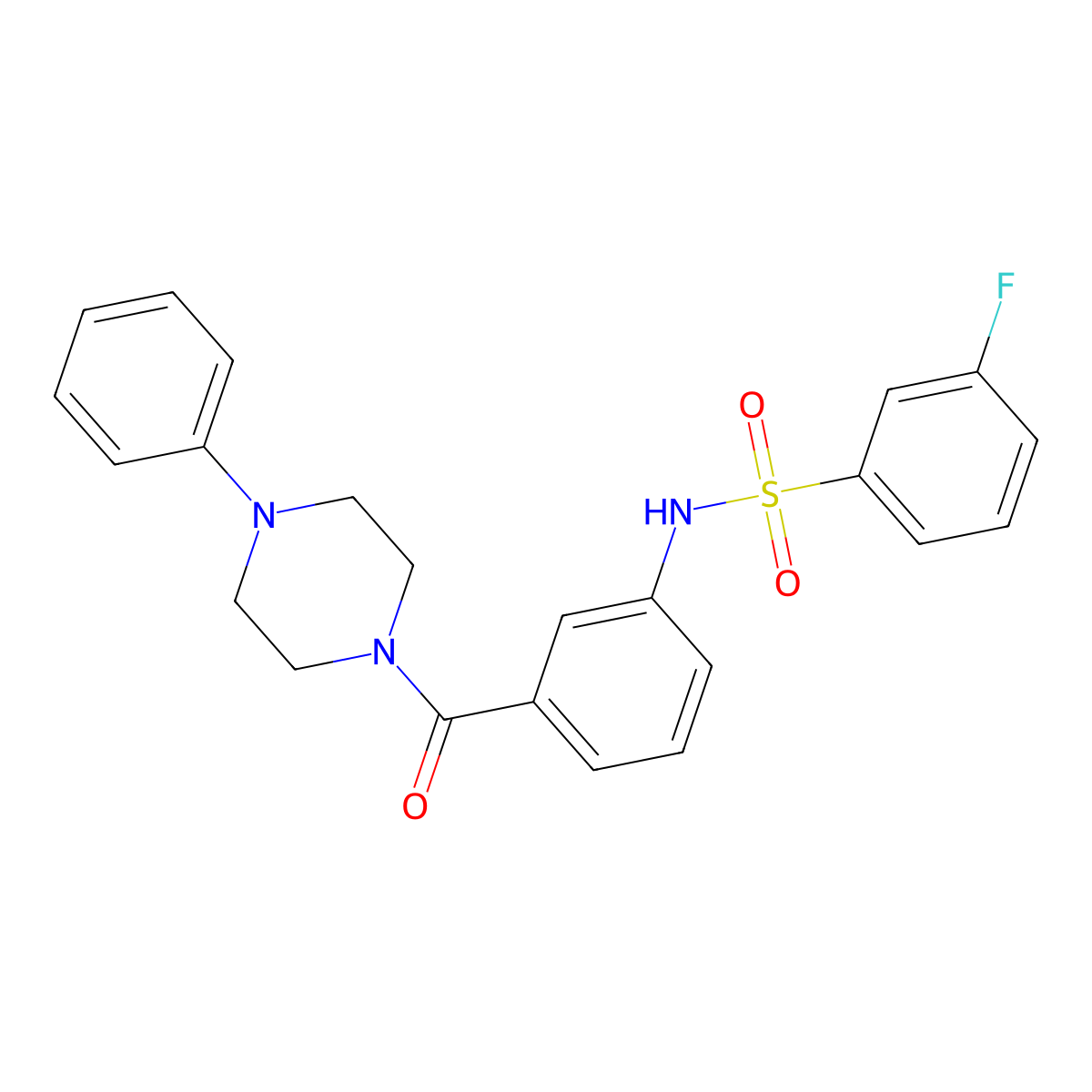 3-fluoro-N-(3-(4-phenylpiperazine-1-carbonyl)phenyl)benzenesulfonamide molecular structure, CAS 690643-46-0