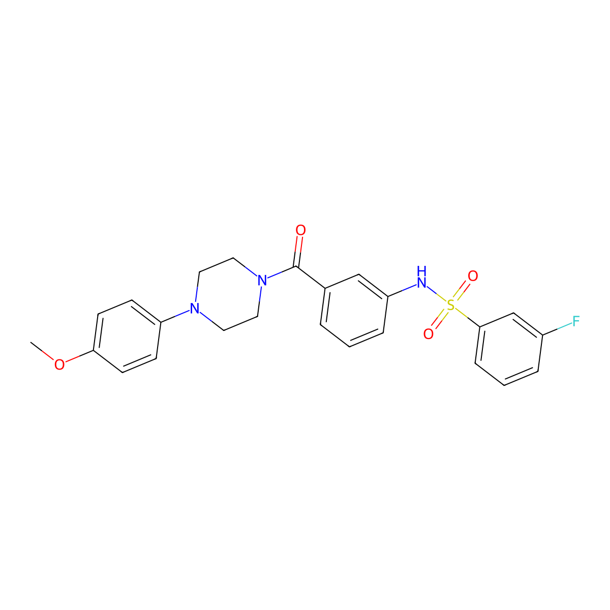 3-fluoro-N-(3-(4-(4-methoxyphenyl)piperazine-1-carbonyl)phenyl)benzenesulfonamide molecular structure, CAS 690643-51-7