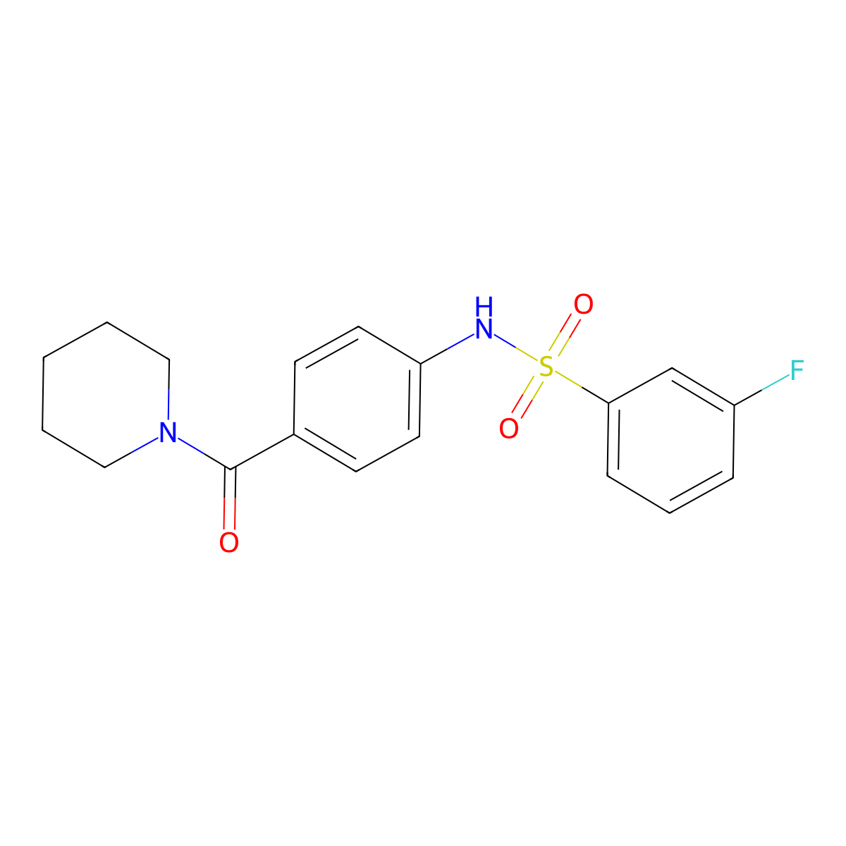 3-fluoro-N-[4-(piperidine-1-carbonyl)phenyl]benzene-1-sulfonamide molecular structure, CAS 690643-52-8