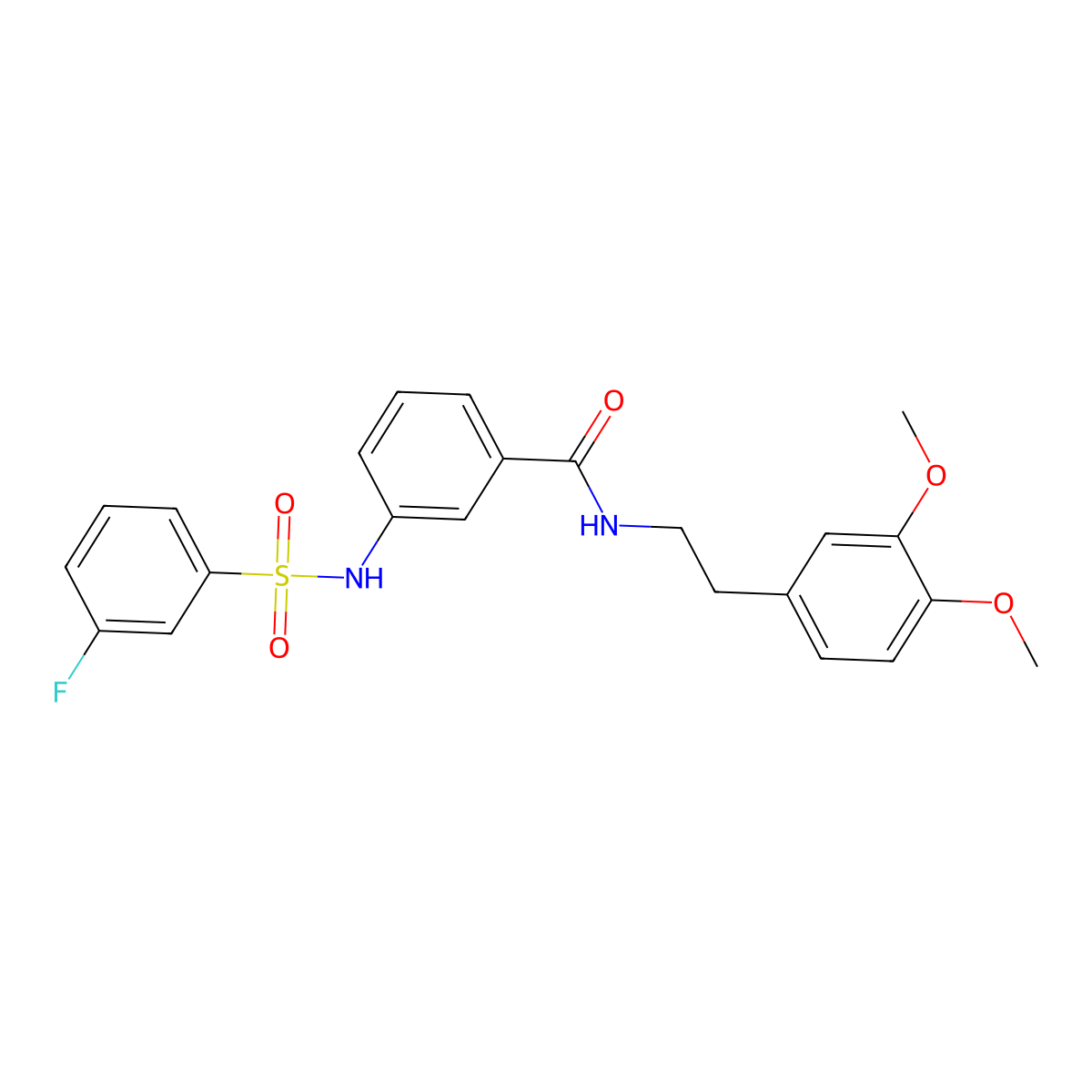 N-[2-(3,4-dimethoxyphenyl)ethyl]-3-(3-fluorobenzenesulfonamido)benzamide molecular structure, CAS 690643-53-9