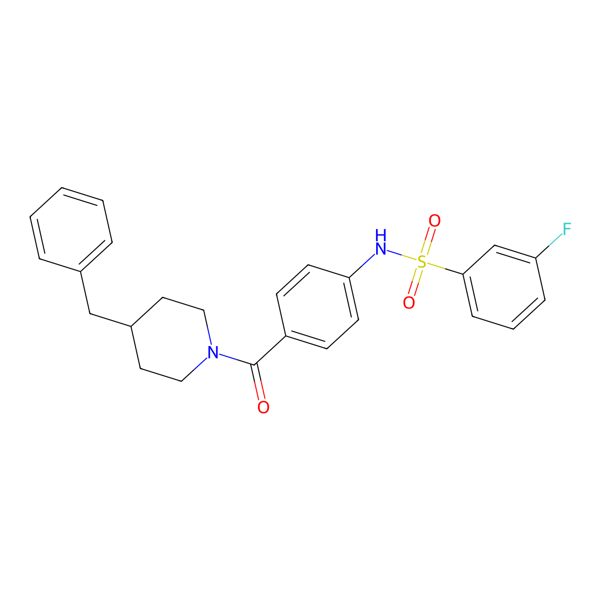 N-(4-(4-benzylpiperidine-1-carbonyl)phenyl)-3-fluorobenzenesulfonamide molecular structure, CAS 690643-56-2