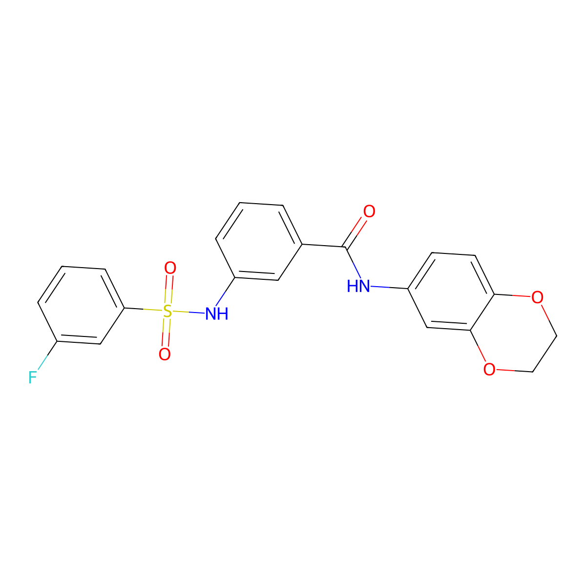 N-(2,3-dihydro-1,4-benzodioxin-6-yl)-3-(3-fluorobenzenesulfonamido)benzamide molecular structure, CAS 690643-57-3
