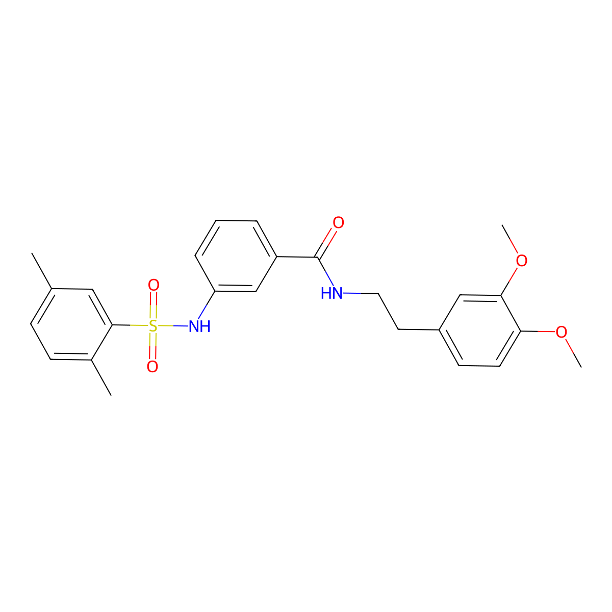N-[2-(3,4-dimethoxyphenyl)ethyl]-3-[(2,5-dimethylphenyl)sulfonylamino]benzamide molecular structure, CAS 690643-59-5