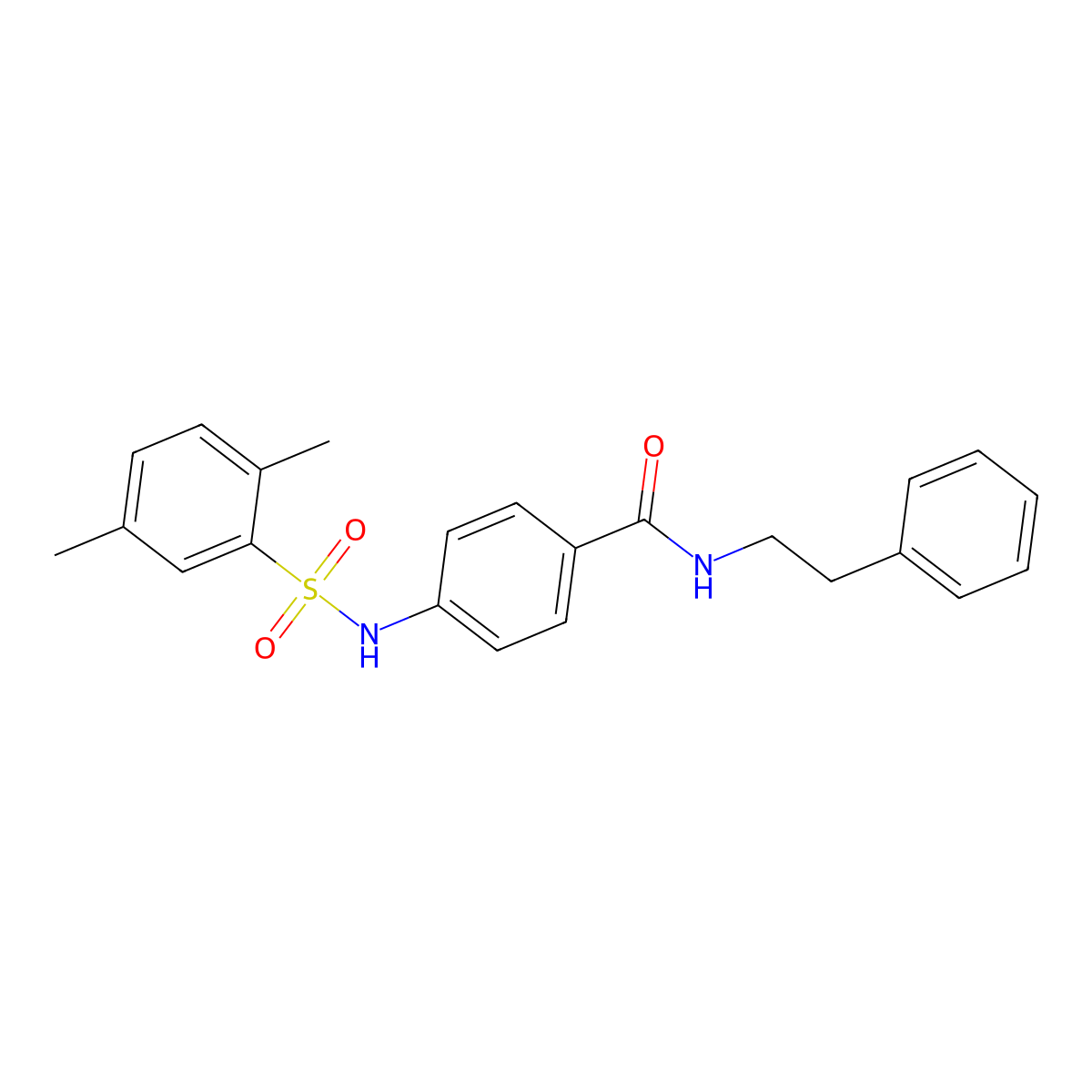 4-(2,5-Dimethylbenzenesulfonamido)-N-(2-phenylethyl)benzamide molecular structure, CAS 690643-63-1