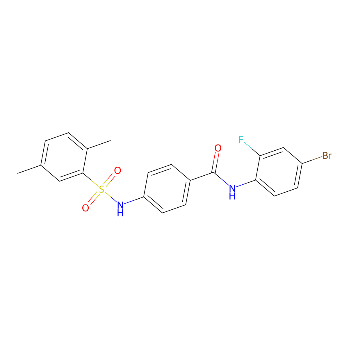 N-(4-bromo-2-fluorophenyl)-4-[(2,5-dimethylphenyl)sulfonylamino]benzamide molecular structure, CAS 690643-67-5
