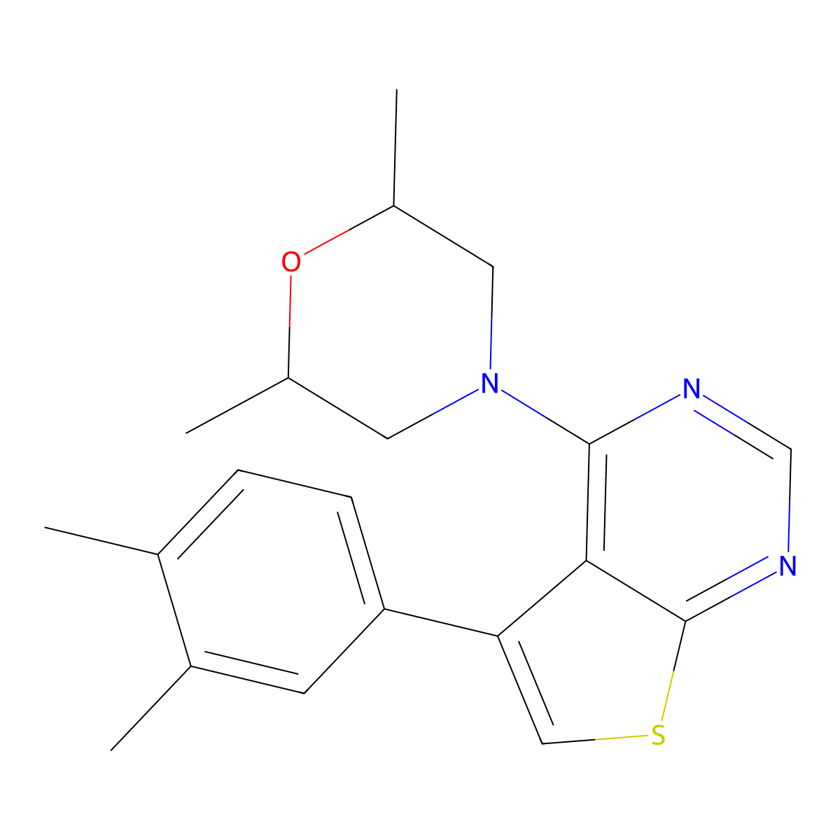 4-[5-(3,4-Dimethylphenyl)thieno[2,3-d]pyrimidin-4-yl]-2,6-dimethylmorpholine molecular structure, CAS 690643-71-1