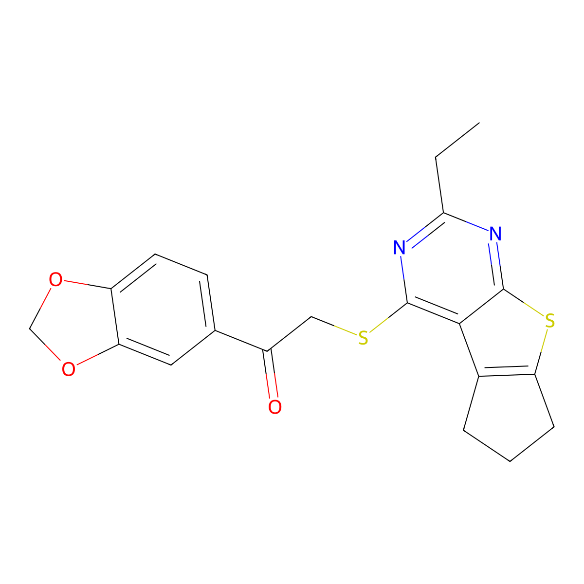 1-(2H-1,3-benzodioxol-5-yl)-2-({10-ethyl-7-thia-9,11-diazatricyclo[6.4.0.0^{2,6}]dodeca-1(8),2(6),9,11-tetraen-12-yl}sulfanyl)ethan-1-one molecular structure, CAS 690643-75-5