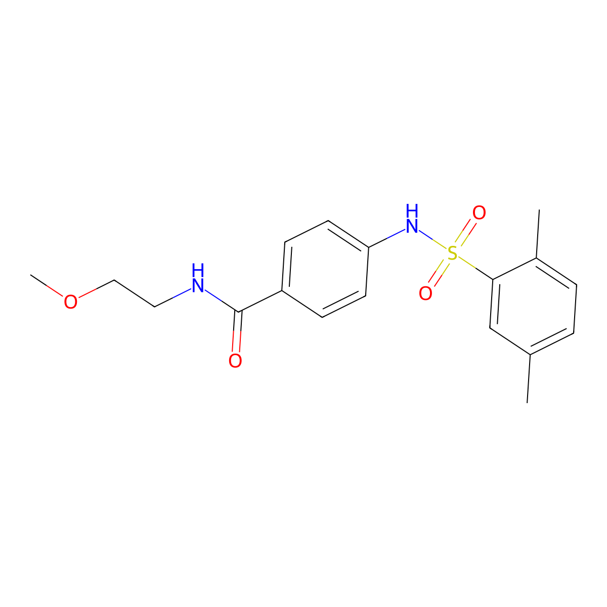 4-{[(2,5-dimethylphenyl)sulfonyl]amino}-N-(2-methoxyethyl)benzamide molecular structure, CAS 690643-85-7