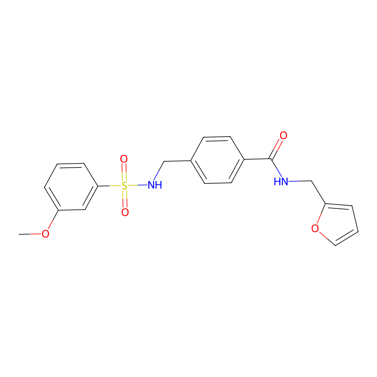 N-(2-furylmethyl)-4-({[(3-methoxyphenyl)sulfonyl]amino}methyl)benzamide molecular structure, CAS 690643-88-0