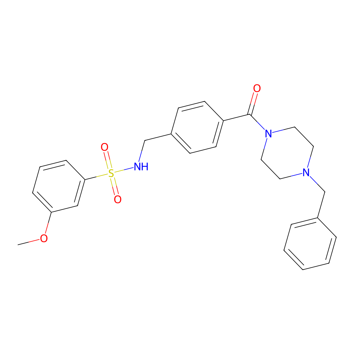 N-{4-[(4-benzyl-1-piperazinyl)carbonyl]benzyl}-3-methoxybenzenesulfonamide molecular structure, CAS 690643-91-5