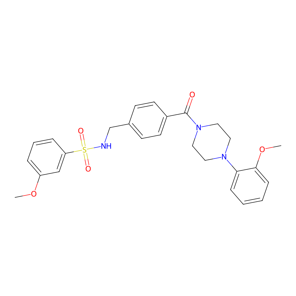 3-methoxy-N-(4-{[4-(2-methoxyphenyl)-1-piperazinyl]carbonyl}benzyl)benzenesulfonamide molecular structure, CAS 690643-92-6