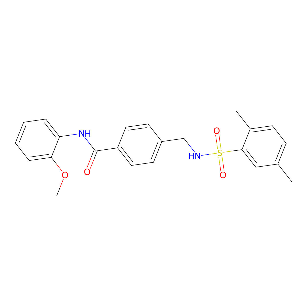 4-[[(2,5-dimethylphenyl)sulfonylamino]methyl]-N-(2-methoxyphenyl)benzamide molecular structure, CAS 690643-94-8